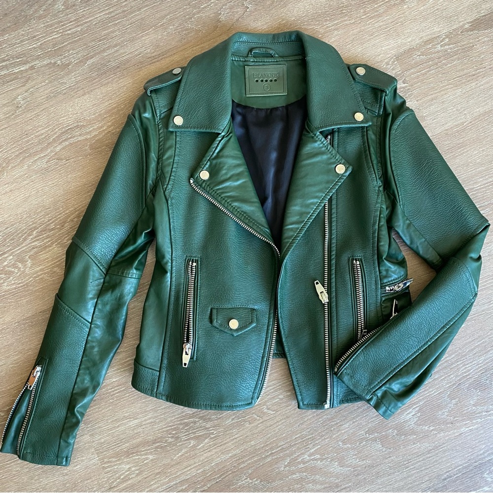 BlankNYC Green Easy Rider Vegan Leather Moto Jacket S